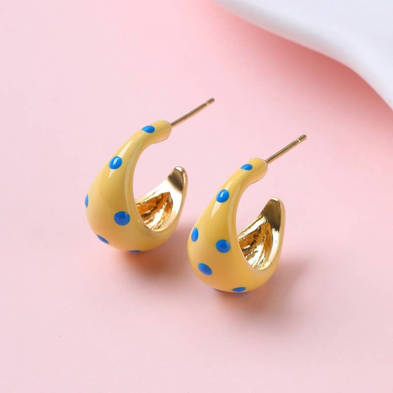 Accessories, Earrings - Butter Yellow Polkadot Earrings | 40E506 - - Cultured Cloths Apparel