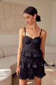 Women's Dresses - Tiered Lace Knitted Dress - BLACK - Cultured Cloths Apparel