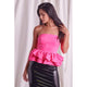 Women's Sleeveless - Off Shoulder Ruffle Top - ELECTRIC PINK - Cultured Cloths Apparel