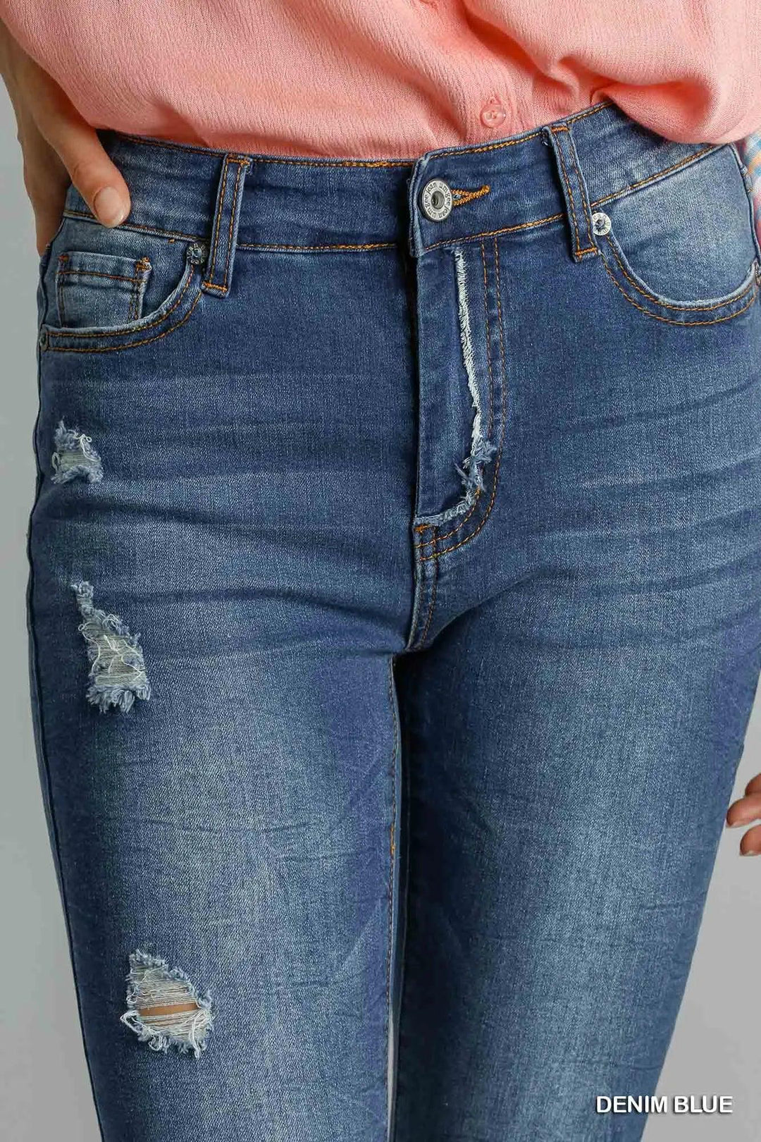 Denim - Umgee Distressed Skinny Jeans with Pockets - - Cultured Cloths Apparel