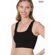 Women's Sleeveless - RIBBED SQUARE NECK CROPPED TANK TOP WITH BRA PADS - BLACK - Cultured Cloths Apparel
