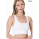 Women's Sleeveless - RIBBED SQUARE NECK CROPPED TANK TOP WITH BRA PADS - WHITE - Cultured Cloths Apparel