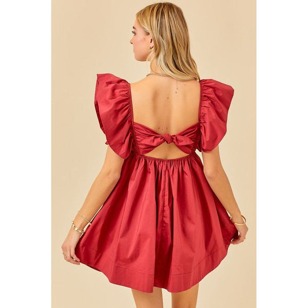 Women's Dresses - Ruffle Detail Tie Poplin Back Dress -  - Cultured Cloths Apparel
