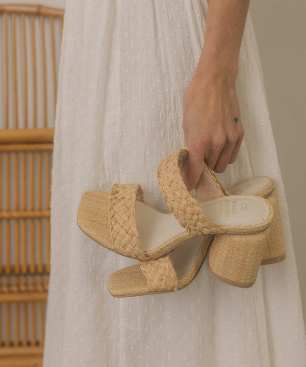 Shoes - Oasis Society Kayla - Raffia Sandal Heel -  - Cultured Cloths Apparel