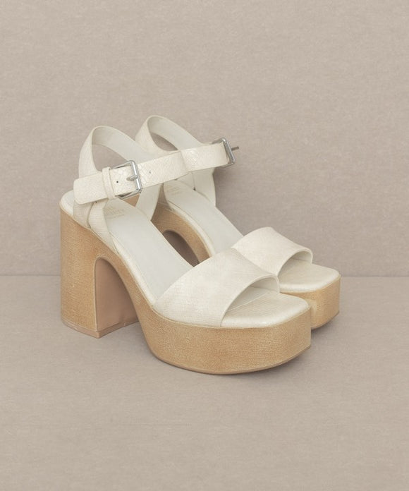 Shoes - Oasis Society Sadie - Chunky Platform Heel - BEIGE - Cultured Cloths Apparel