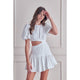 Women's Dresses - Side Slit Cutout Detail Dress - White - Cultured Cloths Apparel