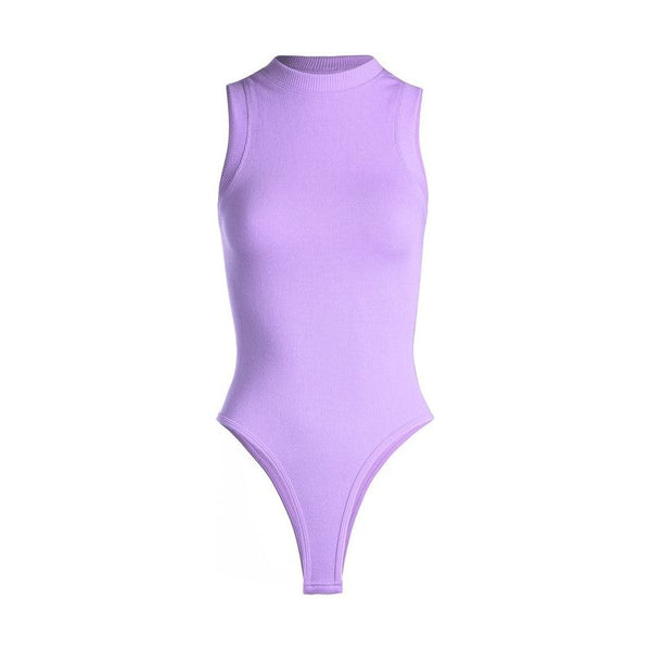 Athleisure - Ribbed Thick Band Bodysuit - Purple - Cultured Cloths Apparel