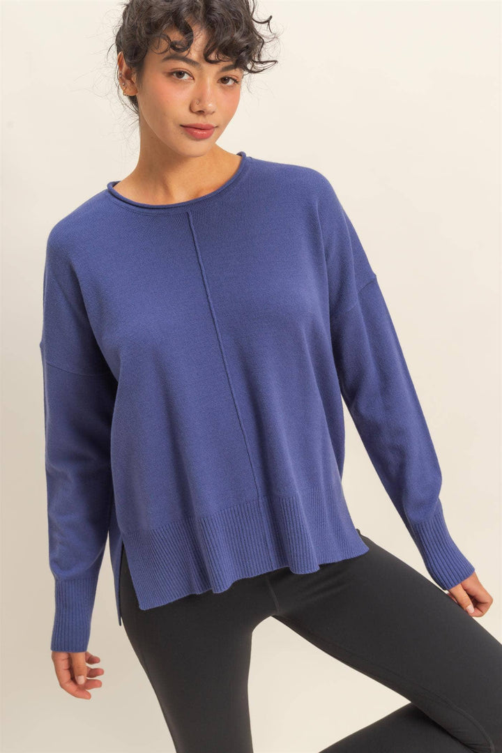 Women's Sweaters - Round Roll Neck Drop Shoulder Sweater - Small - Cultured Cloths Apparel
