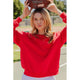 Women's Sweaters - Round Crewneck Basic Sweatshirt - Ruby Red - Cultured Cloths Apparel