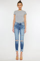 Denim - High Rise Fray Hem Ankle Skinny Jeans -  - Cultured Cloths Apparel