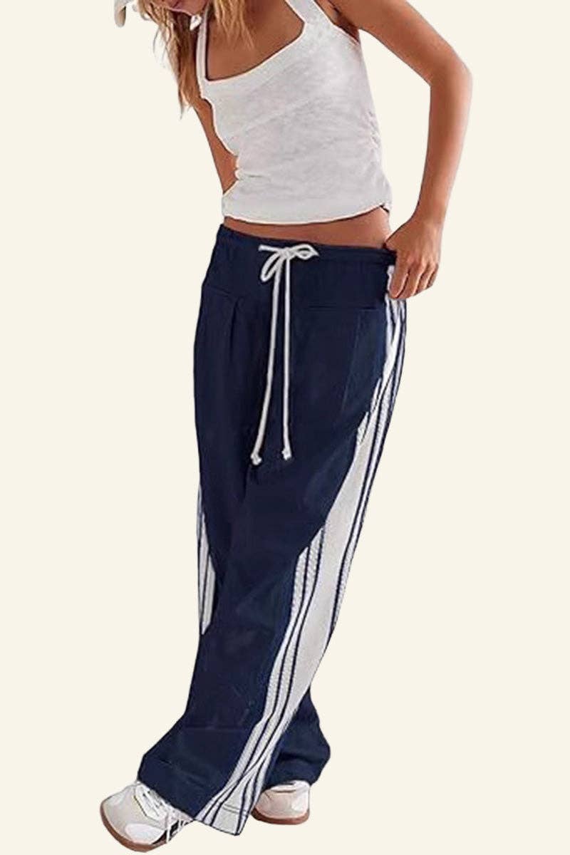 Pants - Striped Drawstring Jogger Pants - - Cultured Cloths Apparel
