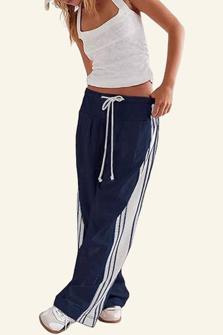 Pants - Striped Drawstring Jogger Pants - - Cultured Cloths Apparel