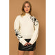 Women's Sweaters - Flower Embroidery Mock Neck Sweater -  - Cultured Cloths Apparel