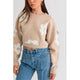 - LONG SLEEVE CROP SWEATER WITH DAISY PATTERN -  - Cultured Cloths Apparel
