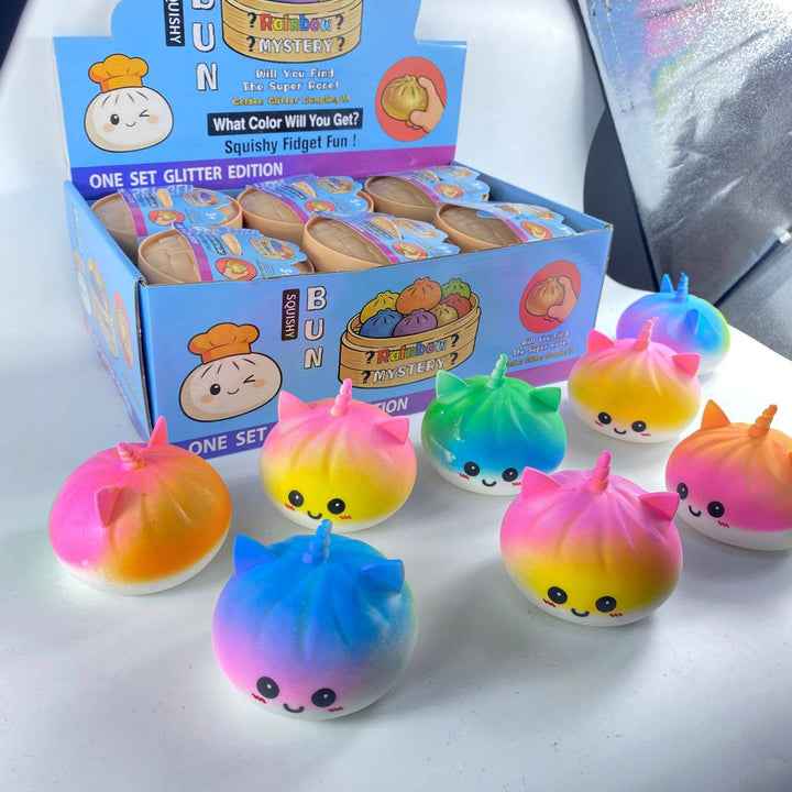 Mystery Squeeze Toy  Rainbow Unicorn Bun Squishy