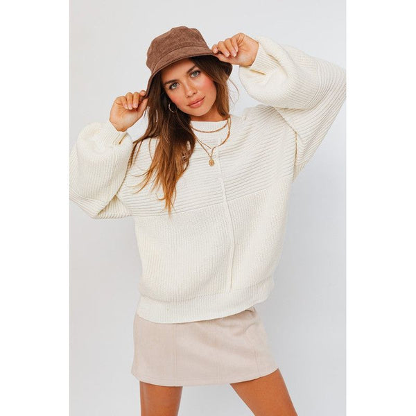 Women's - Ribbed Knitted Sweater - WHITE - Cultured Cloths Apparel