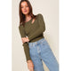 Women's Long Sleeve - Cut Out Long Sleeve Sweater Top - Olive - Cultured Cloths Apparel
