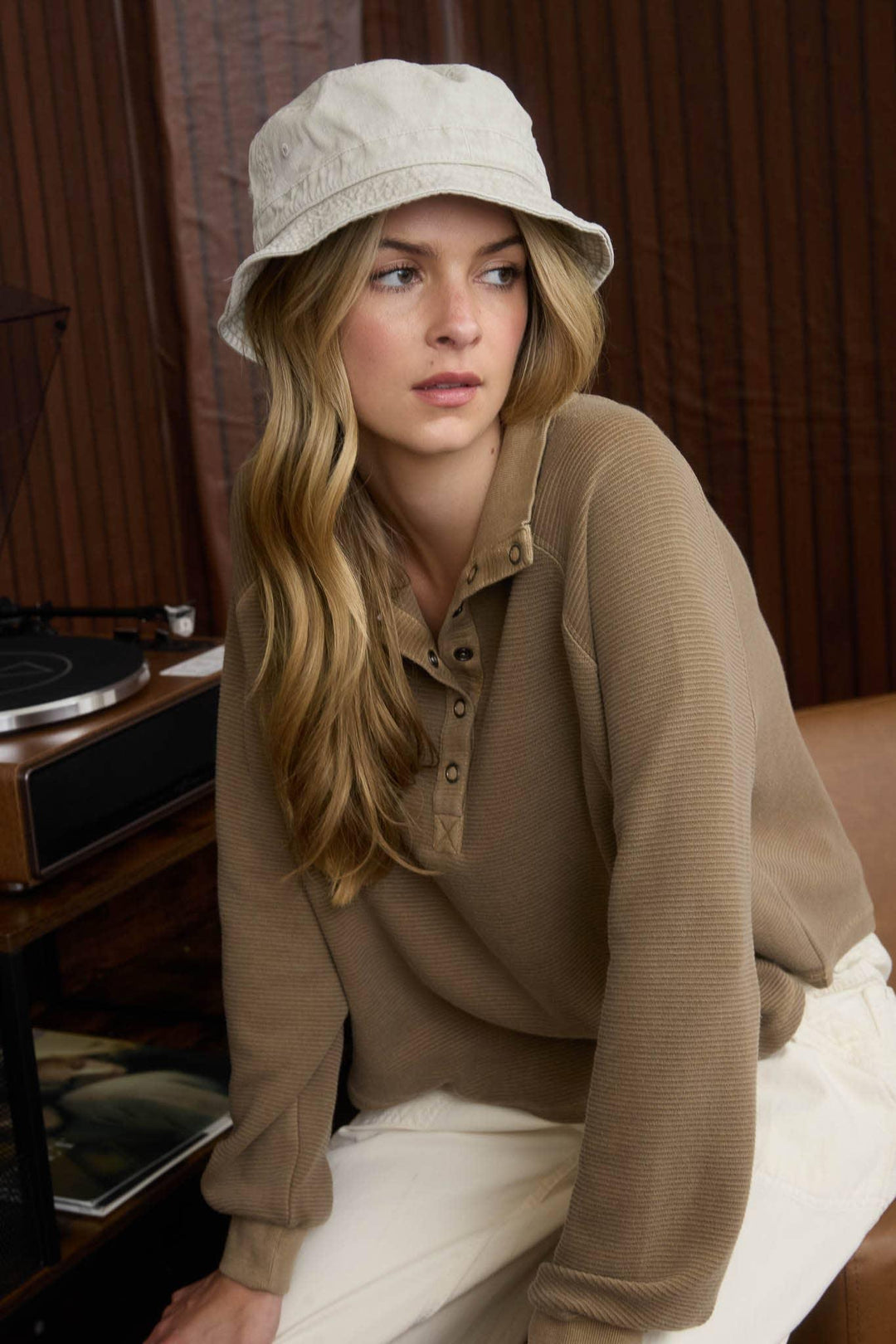 Women's Long Sleeve - MOCK NECK HALF SNAP BUTTON LONG SLEEVE KNIT OP - - Cultured Cloths Apparel