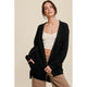 Outerwear - Cable Knit Open Front Long Cardigan - Black - Cultured Cloths Apparel