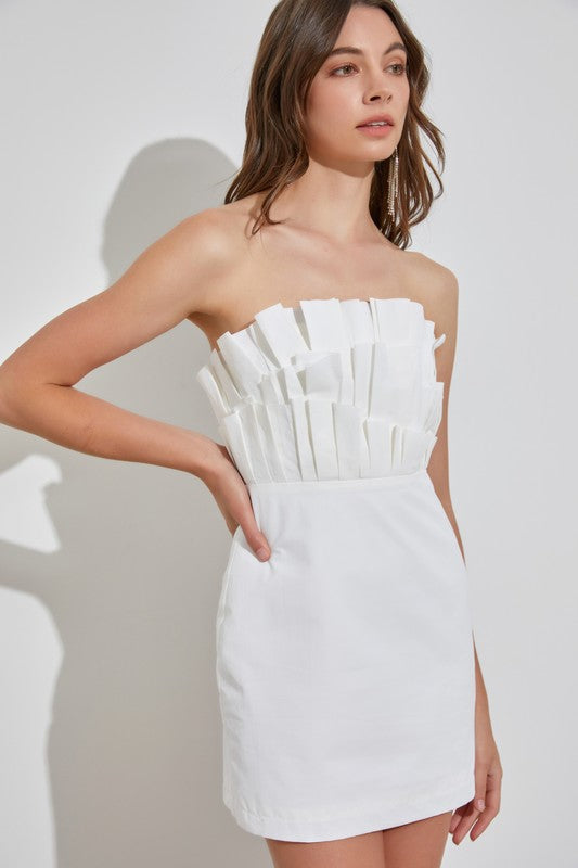 Women's Dresses - Off Shoulder Ruffle Dress - WHITE - Cultured Cloths Apparel