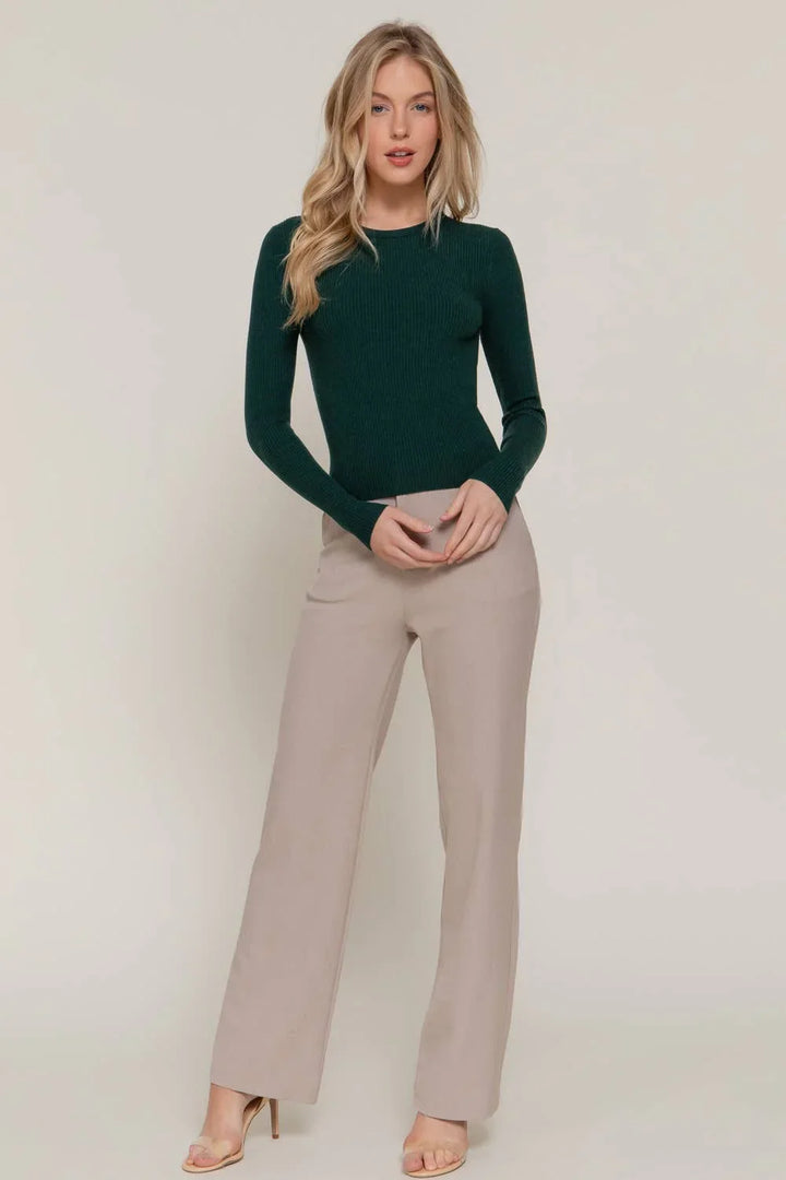 Women's Sweaters - Long Sleeve Crew Neck Viscose Rib Sweater - - Cultured Cloths Apparel