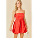 Women's Dresses - Strapless Bubble Hem Mini Dress - Tomato Red - Cultured Cloths Apparel