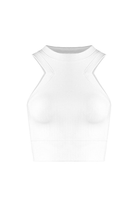 Athleisure - Carved Triangular Banded Crop Tank - One Size - Cultured Cloths Apparel