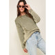 Women's Sweaters - Mineral Wash Distressed Sweater - Olive - Cultured Cloths Apparel