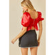 Women's Short Sleeve - Ruched Detail Sheen Crop Top -  - Cultured Cloths Apparel