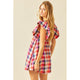 Women's Dresses - Multi Colored Plaid Dress with Flutter Sleeves -  - Cultured Cloths Apparel