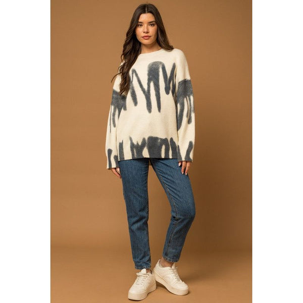 Women's Sweaters - Long Sleeve Spray Print Sweater -  - Cultured Cloths Apparel