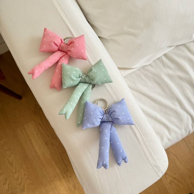 Accessories - Green Puff Ribbon Balletcore Dot Bow Bag Charm, Key Holder - - Cultured Cloths Apparel