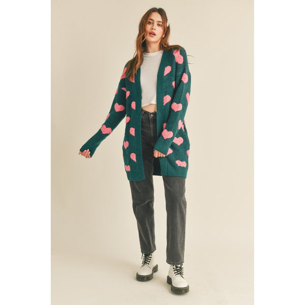 Outerwear - Fuzzy Heart Cardigan Sweater -  - Cultured Cloths Apparel