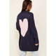 Women's Sweaters - Long Sleeve Open Front Cardigan With Back Heart - Navy Combo - Cultured Cloths Apparel