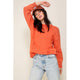 Women's Sweaters - Mineral Wash Distressed Sweater - Orange - Cultured Cloths Apparel