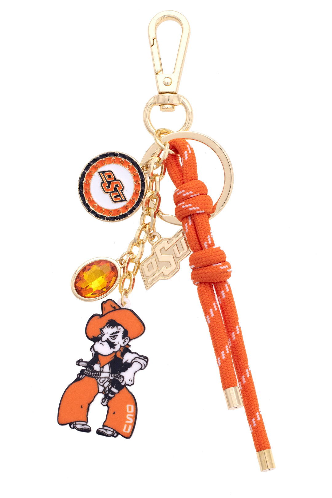 Accessories, Key Chains - Oklahoma State Cowboys Cluster Bag Charm in Orange - - Cultured Cloths Apparel
