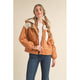 Outerwear - Mixed Media Puff Jacket with Hood - Camel - Cultured Cloths Apparel