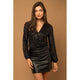 Women's Long Sleeve - Long Sleeve Sequin Wrap Bodysuit - Black - Cultured Cloths Apparel