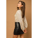 Women's Long Sleeve - Long Sleeve Sequin Wrap Bodysuit - Beige - Cultured Cloths Apparel
