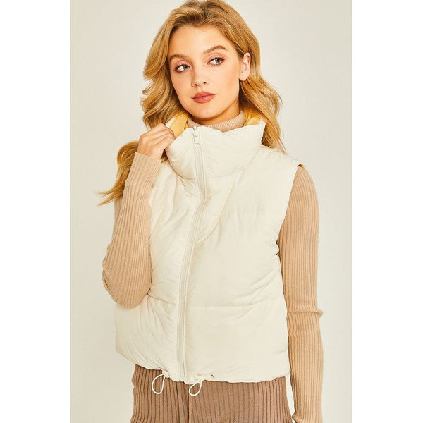 Outerwear - Woven Solid Reversible Vest - IVORY - Cultured Cloths Apparel