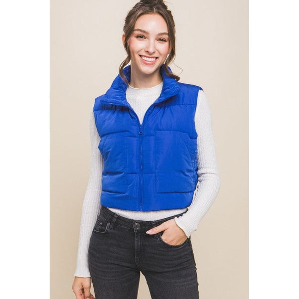 Outerwear - Puffer Vest With Pockets - Azure - Cultured Cloths Apparel