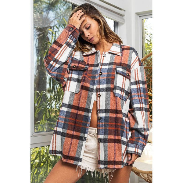 Women's Long Sleeve - Textured Shirts With Big Checkered Point -  - Cultured Cloths Apparel