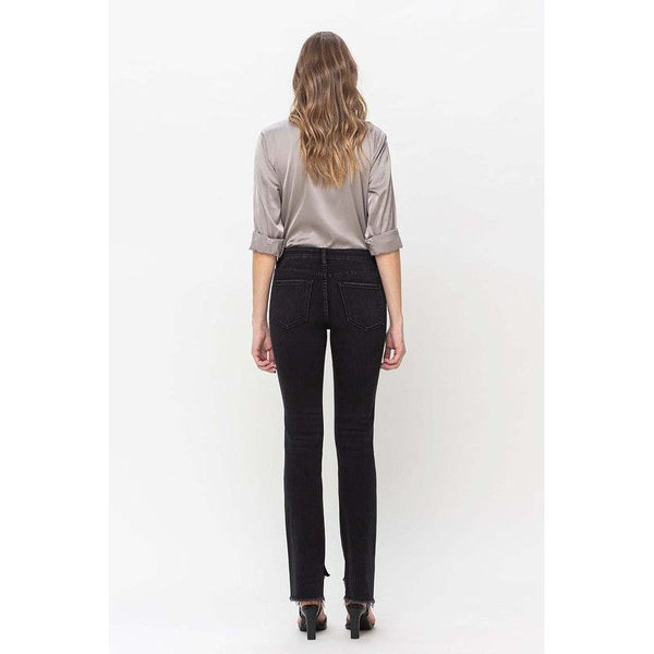 Denim - Mid Rise Step Hem with Slit Straight Jeans -  - Cultured Cloths Apparel