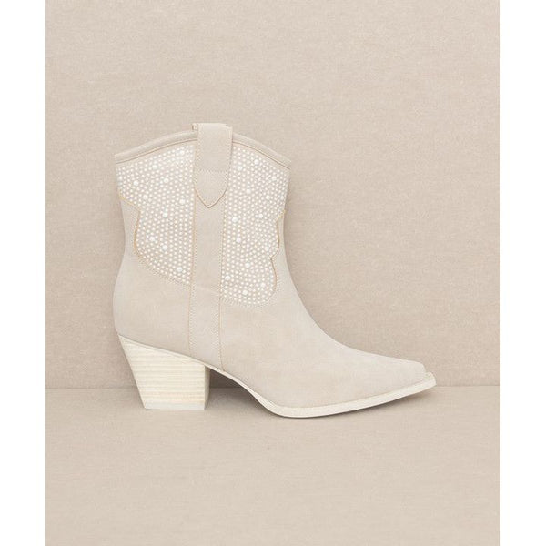 Shoes - OASIS SOCIETY Cannes - Pearl Studded Western Boots - LIGHT GREY - Cultured Cloths Apparel