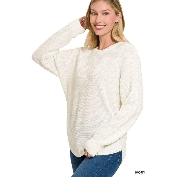 Women's Sweaters - ROUND NECK BASIC SWEATER - IVORY - Cultured Cloths Apparel