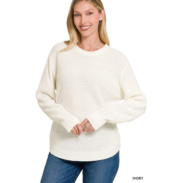 Women's Sweaters - ROUND NECK BASIC SWEATER -  - Cultured Cloths Apparel