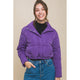 Outerwear - Puffer Jacket with Zipper and Snap Closure - Violet - Cultured Cloths Apparel