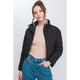 Outerwear - Puffer Jacket with Zipper and Snap Closure - Black - Cultured Cloths Apparel