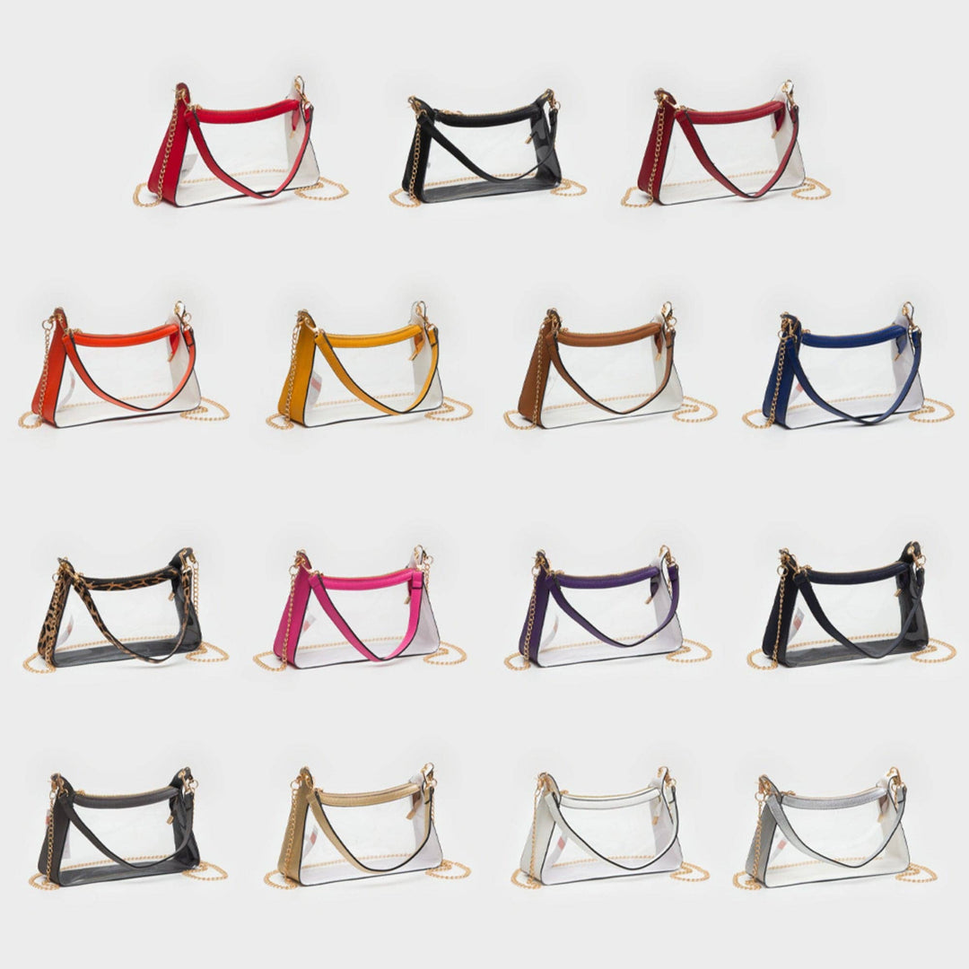 - Marilyn Clear Satchel Bag With Chain Strap - - Cultured Cloths Apparel
