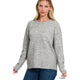 Women's Sweaters - MELANGE HI-LOW HEM ROUND NECK SWEATER - H GREY - Cultured Cloths Apparel